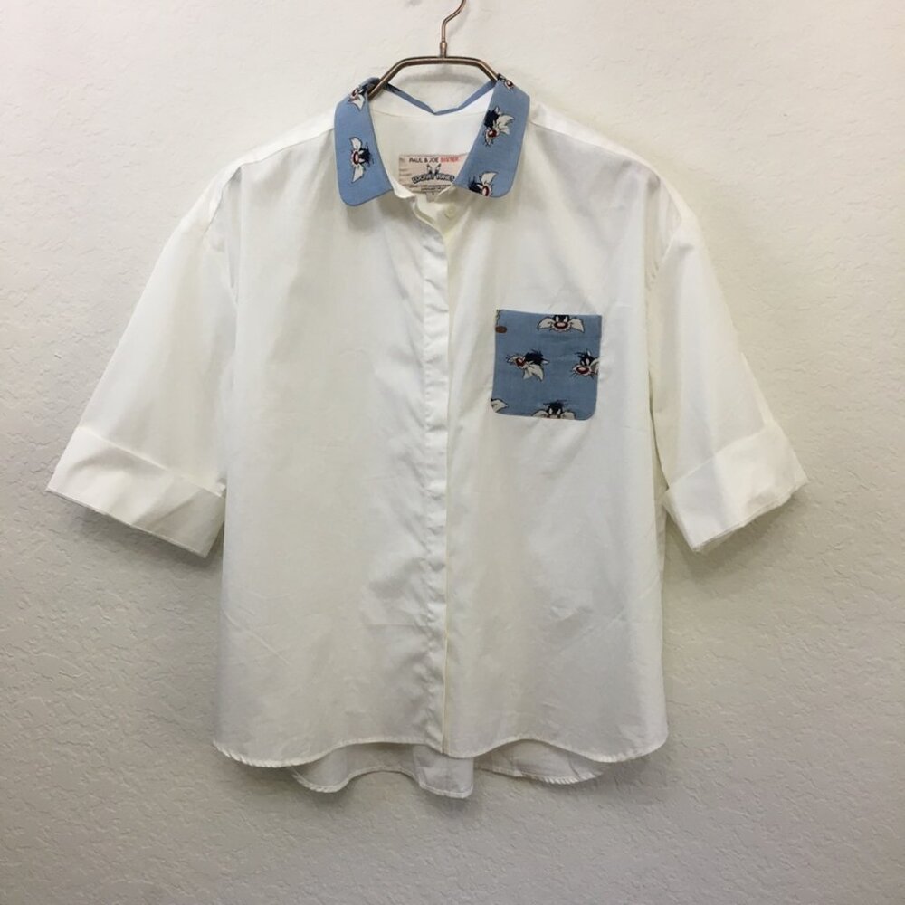 Paul & Joe Sister Looney Tunes Sylvester Print Collar & Pocket Button Down Shirt